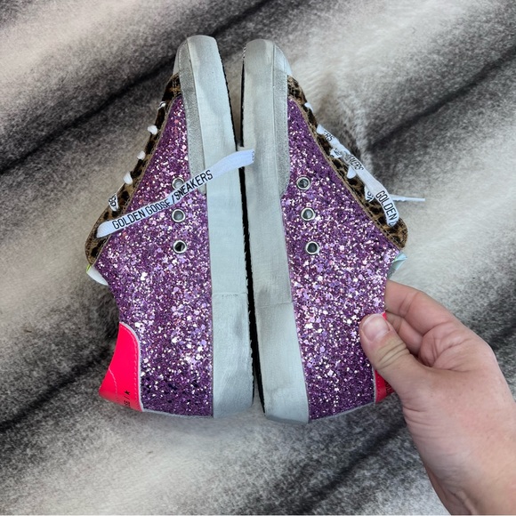Golden Goose Superstar Suede Toe and Star Glitter Pink Ice Fuxia Fluo Sneakers - Picture 6 of 16